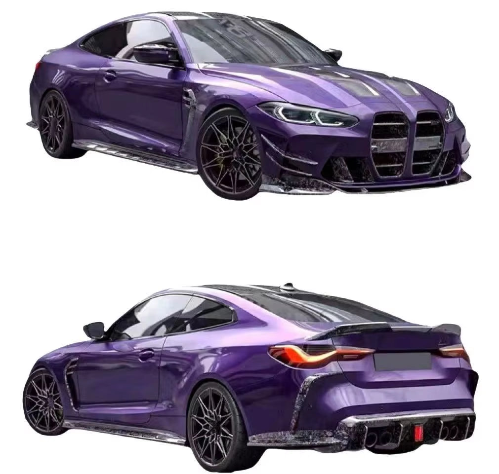 CA Style Dry Carbon Fiber Body Kit for BMW M3 M4 G80 G82 Front Bumper Front Lip Rear Diffuser Spoiler.