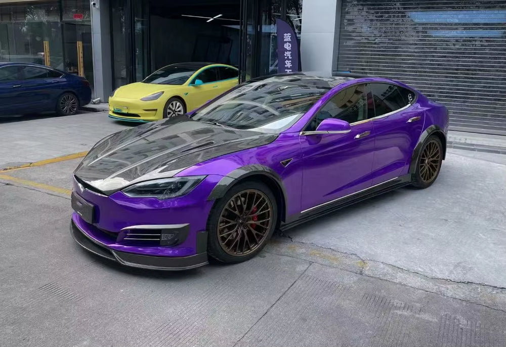 Car Body Kit Auto Parts PD Style for Tesla Model S Carbon Fiber Hood Engine Cover Body Kit