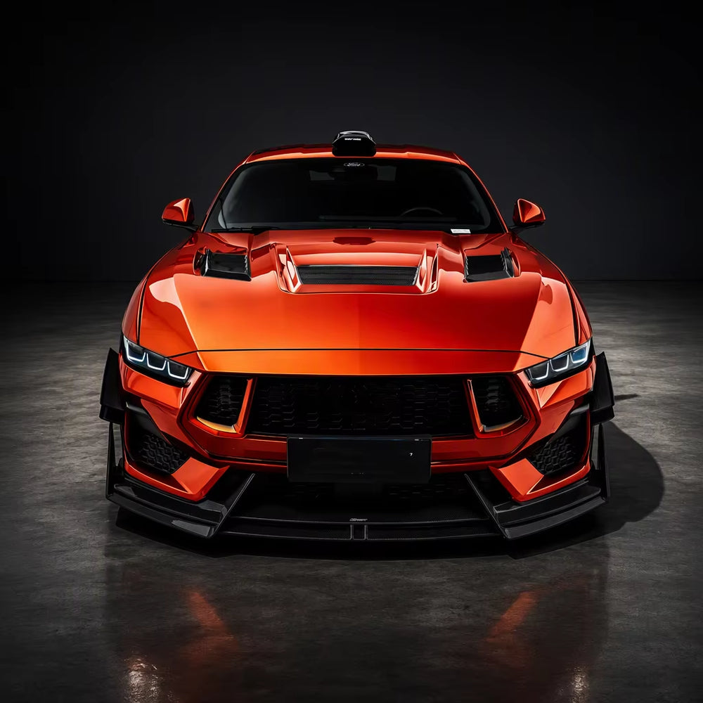 CMST Carbon Fiber Body Kit for 2024-2026 Ford Mustang: Front Lip, Rear Diffuser, Side Skirts, Canards, Hood, and Fenders