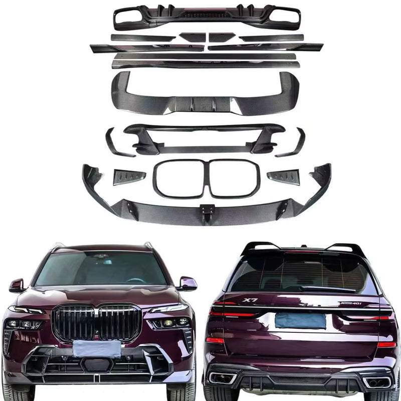 High Quality Dry Carbon Fiber Larte Style Body Kit for BMW X7 G07 Dry Carbon Fiber Front Lip Skirt Rear Diffuser Spoiler