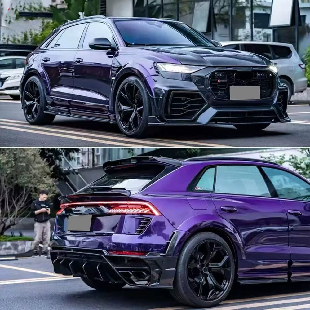 Carbon Fiber Front Bumper Side Skirts Rear Bumper Exhaust Pipes Roof Wing MSY Style Wide Body Kit for Audi Q8 RSQ8 Body Kit