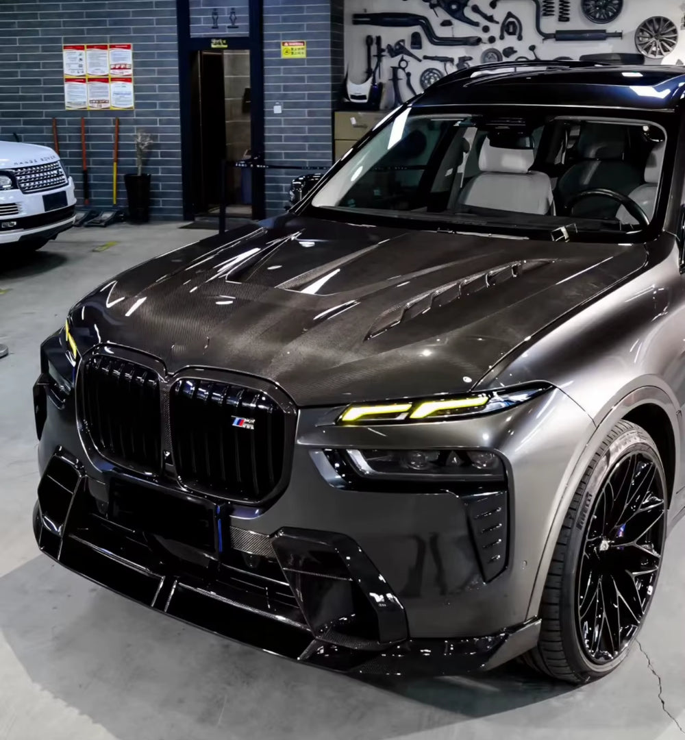 For BMW X7 LD Style Carbon Fiber Body Kit Front Bumper Attachment of Front Lip Grill