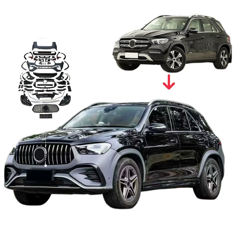 Suitable for Mercedes ML/GLE Upgrade 2025 Model 63AMG Front Bumper Rear Bumper Headlights Hood Wheel Arches Old to New Body Kit