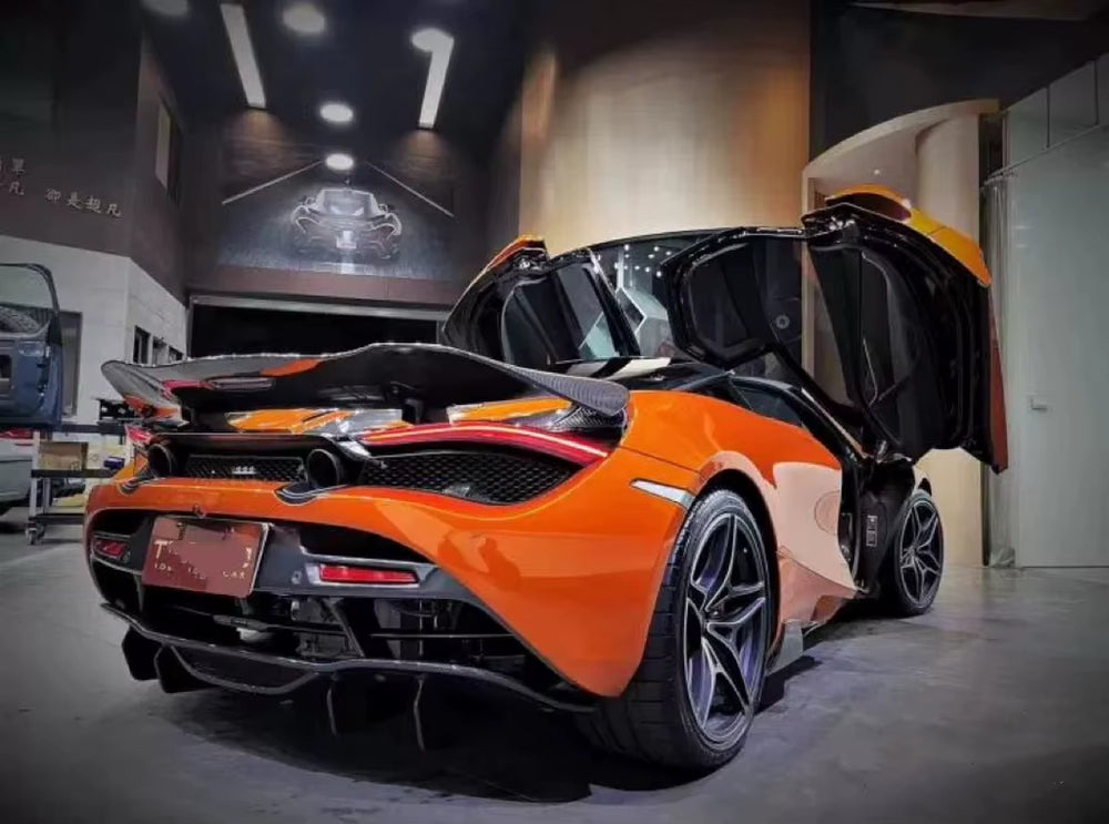 For Mclaren 720S Upgrade V-Style Carbon Fiber Front Lip Rear Diffuser Side Skirt Rear Spoiler Mudguard Hood Body Kit