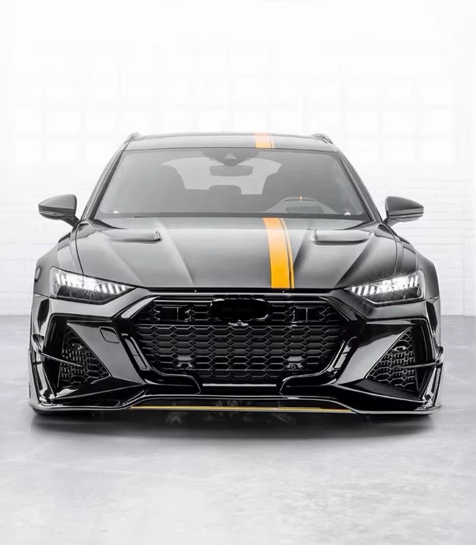 For Audi RS6 C8 Upgrade MS Dry Carbon Fiber Front and Rear Bumpers Side Skirts Rear Diffuser Spoiler Hood Wide Body Kit