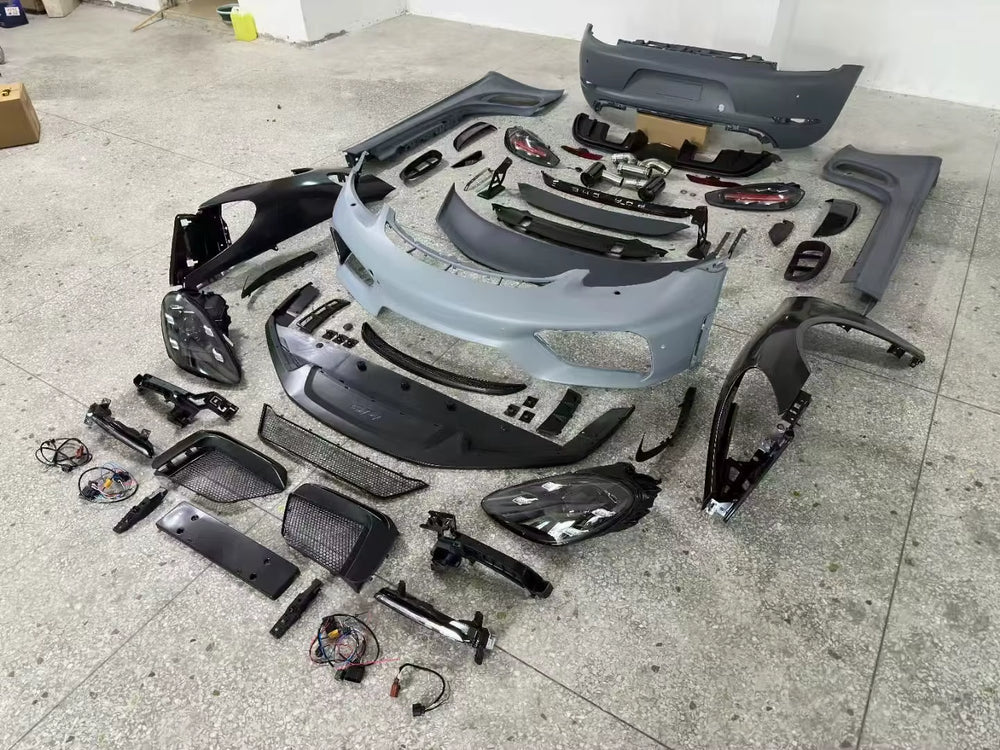 For Porsche Cayman 987-981 Upgraded 982 718Gt 4 Style Front and Rear Bumper Fenders Headlights Taillights Gt 4Style Body Kit