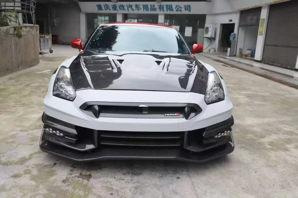 High Quality Factory Price Black Car Bumper Front Rear Lip Spoiler Engine Cover Side Skirts for Nissan GTR R35 Upgrade 2024