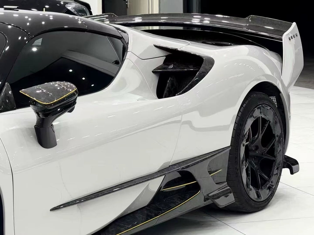 For Ferrari SF90 Upgrade MS Style Dry Carbon Fiber Front and Rear Bumpers Side Skirts Spoiler Hood Body Kit