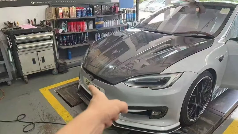 PD Style Front and Rear Bumpers Hood Diffuser Spoiler Bodykit Abs Material for Tesla Model S Body Kit