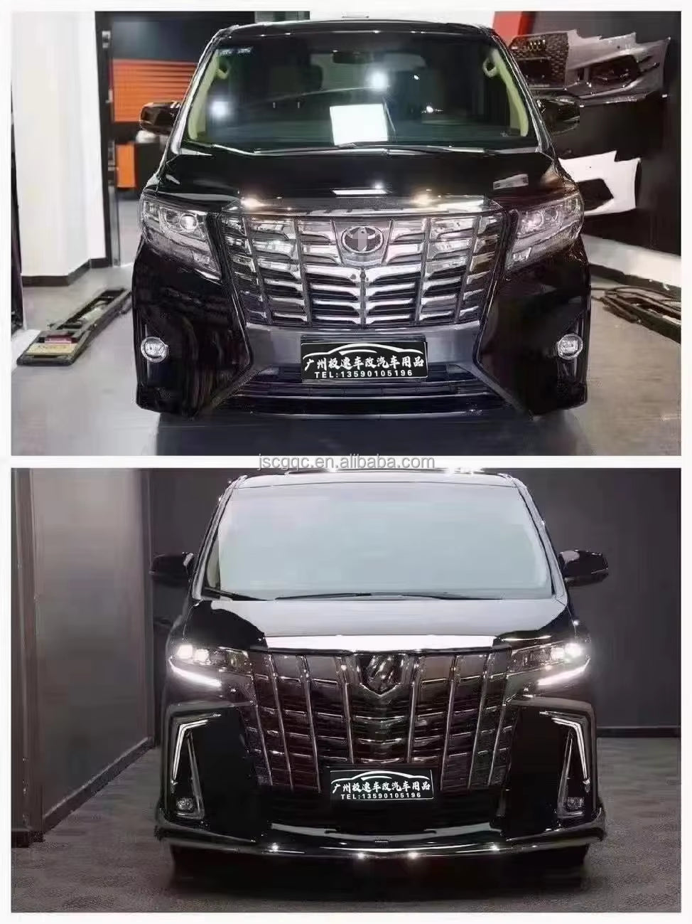 FRONT BUMPER Body Kit for Toyota Alphard 15-18 Upgrade 19-21 with Front Bumper Rear Bumper Side Skirts