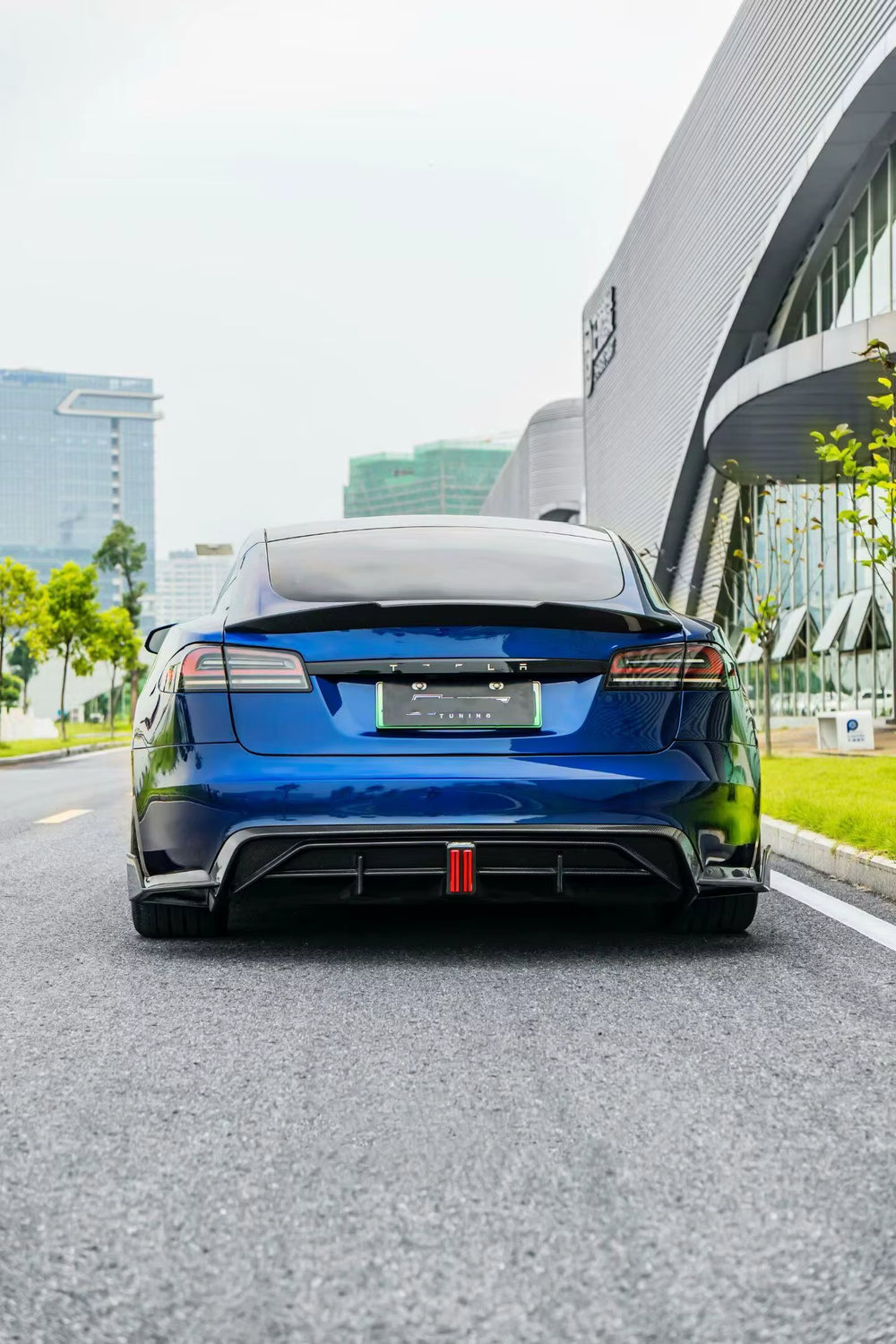 For Tesla Model S Upgrade CT Style Carbon Fiber Bumper Front Lip Rear Diffuser Rear Spoiler Side Skirts Accessories