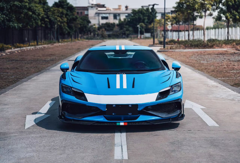 BFA Style Dry Carbon Fiber Body Kit for Ferrari 296 Front Lip Rear Diffuser Spoiler Engine Air Vent Rear Ducktail Diffuser