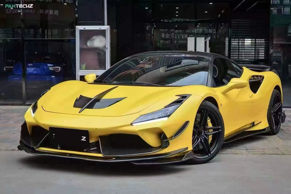 High Quality Dry Carbon Fiber PK Style Body Kit for Ferrari F8 Front Lip Skirt Rear Diffuser Spoiler Hood Body Kit