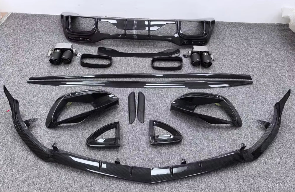 Dry Carbon Fiber Auto Parts for Mercedes Benz SL63 Upgrade to B Style Front Lip Side Skirt Rear Diffuser Spoiler Body Kit
