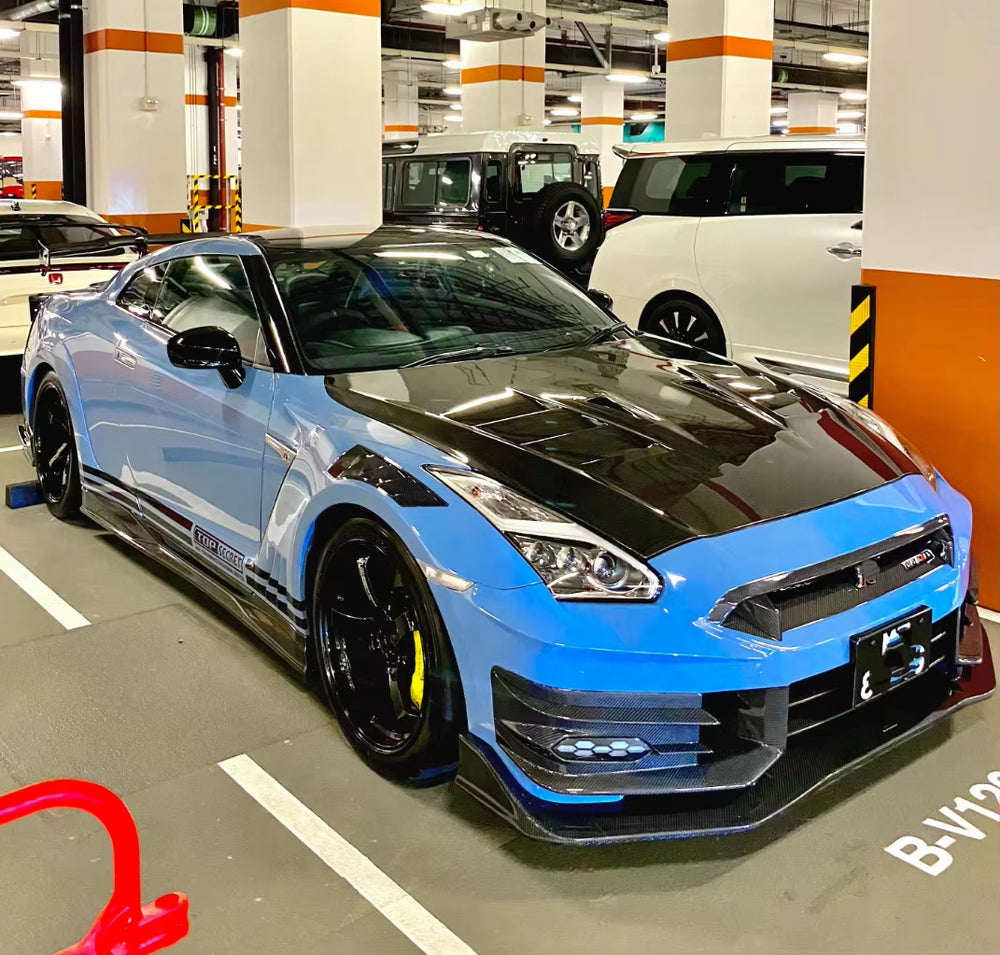 Upgrade Top Secret Style Half Carbon Fiber Body Kit for Nissan GTR R35 Front Bumper Rear Bumper Side Skirts Fenders Spoiler
