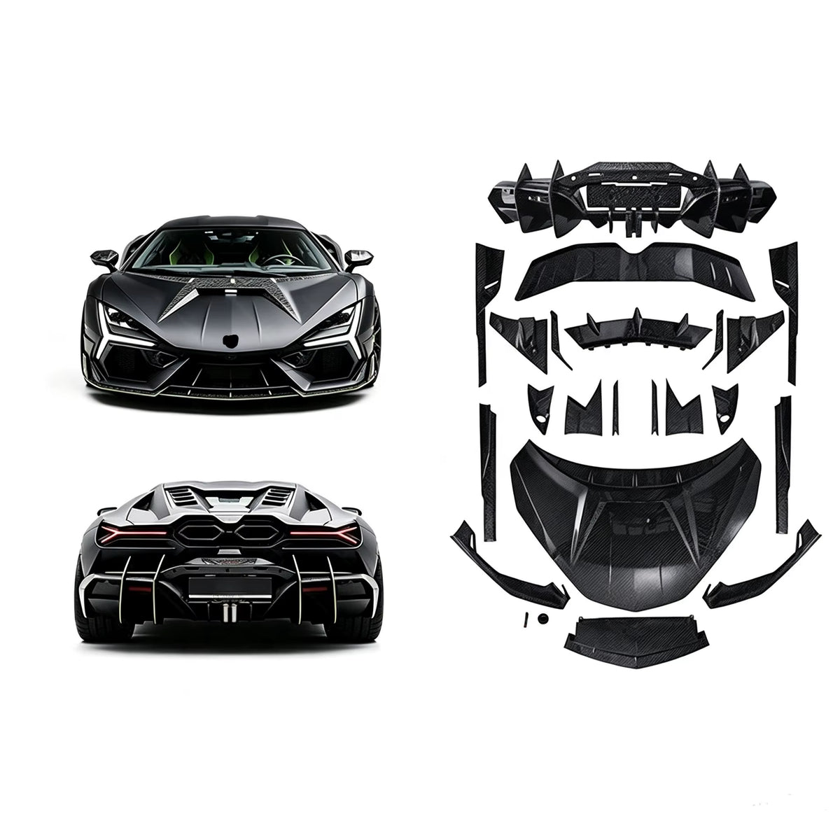 Revueltobody Kit for Lamborghini Revuelto Upgrade to MSY Style 2023 Dry Carbon Fiberfront Lip Side Skirt Rear Diffuser Spoiler