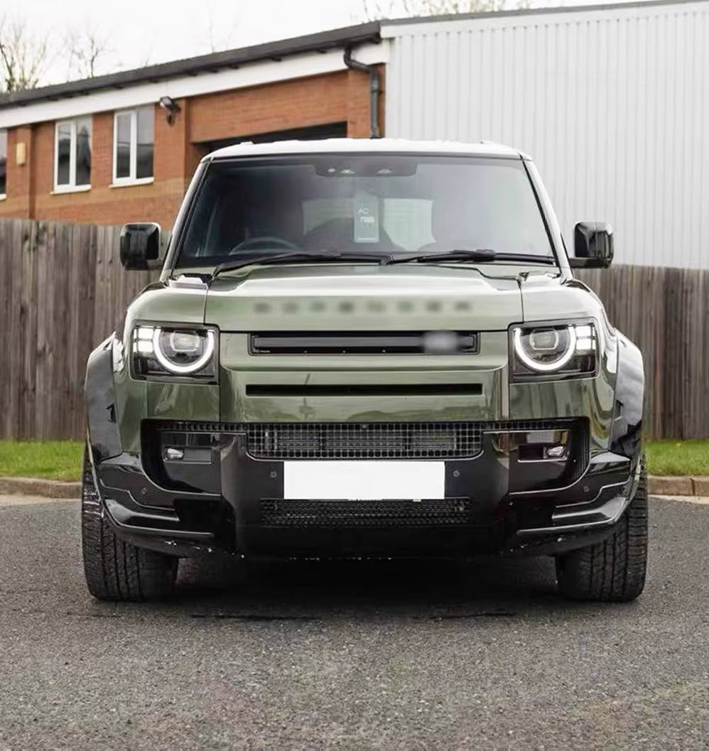 For Land Rover Defender 110 Upgrade UB Style Glossy Black Front Lip, Wheel Arch, Spoiler, Roof Light, Side Skirt, Body Kit