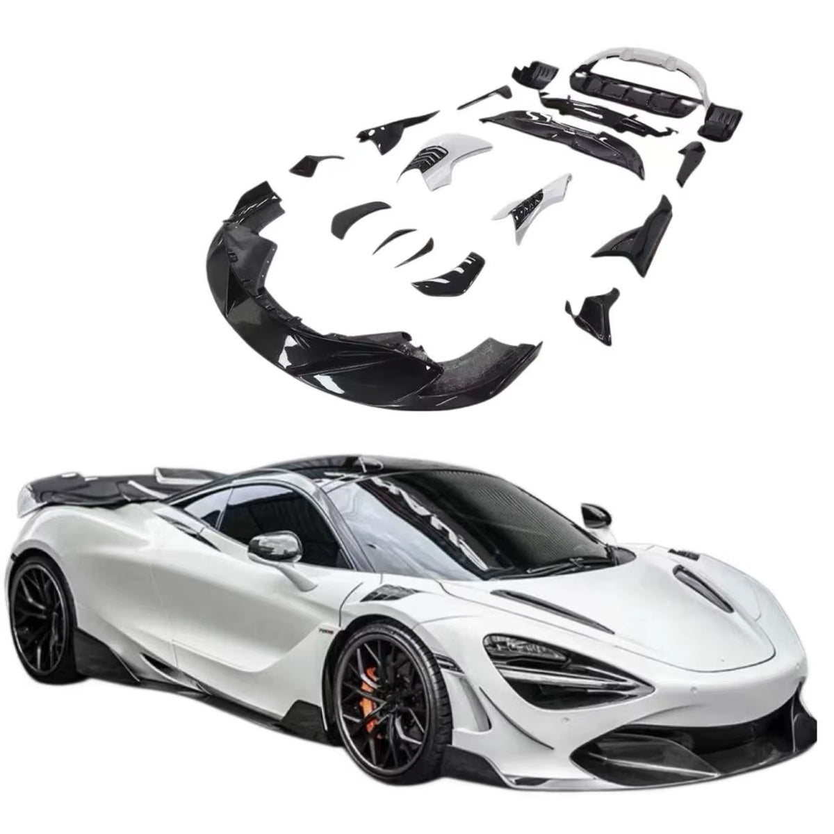 For Mclaren 720S Upgrade RYFT Style Dry Carbon Fiber Body Kit Front Lip Wind Deflector Fender Side Skirts Rear Diffuser Spoiler