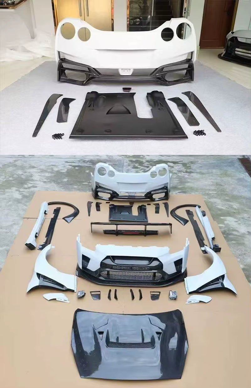 Vars Style Body Kit for Nissa GTR R35 Front Bumper Rear Bumper Side Skris Hood and Wing Spoiler Bumper Wide Body Kit