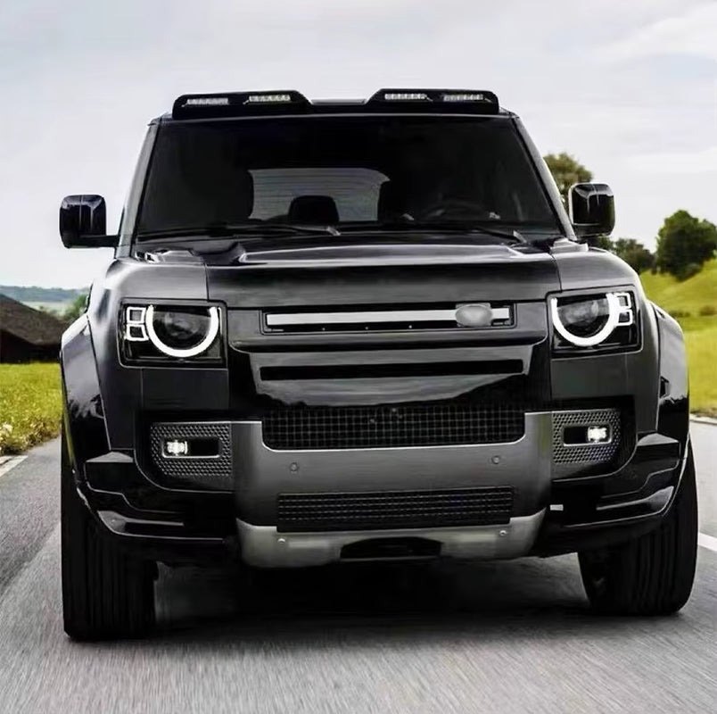 For Land Rover Defender 110 Upgrade UB Style Glossy Black Front Lip, Wheel Arch, Spoiler, Roof Light, Side Skirt, Body Kit