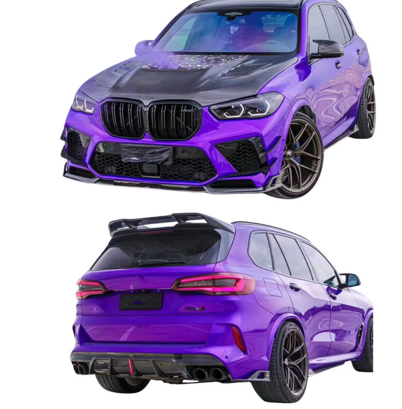 A-E Style Carbon Fiber Body Kit for BMW X5M F95 Carbon Fiber Front Lip Skirt Rear Diffuser Spoiler Hood Wide Body Kit