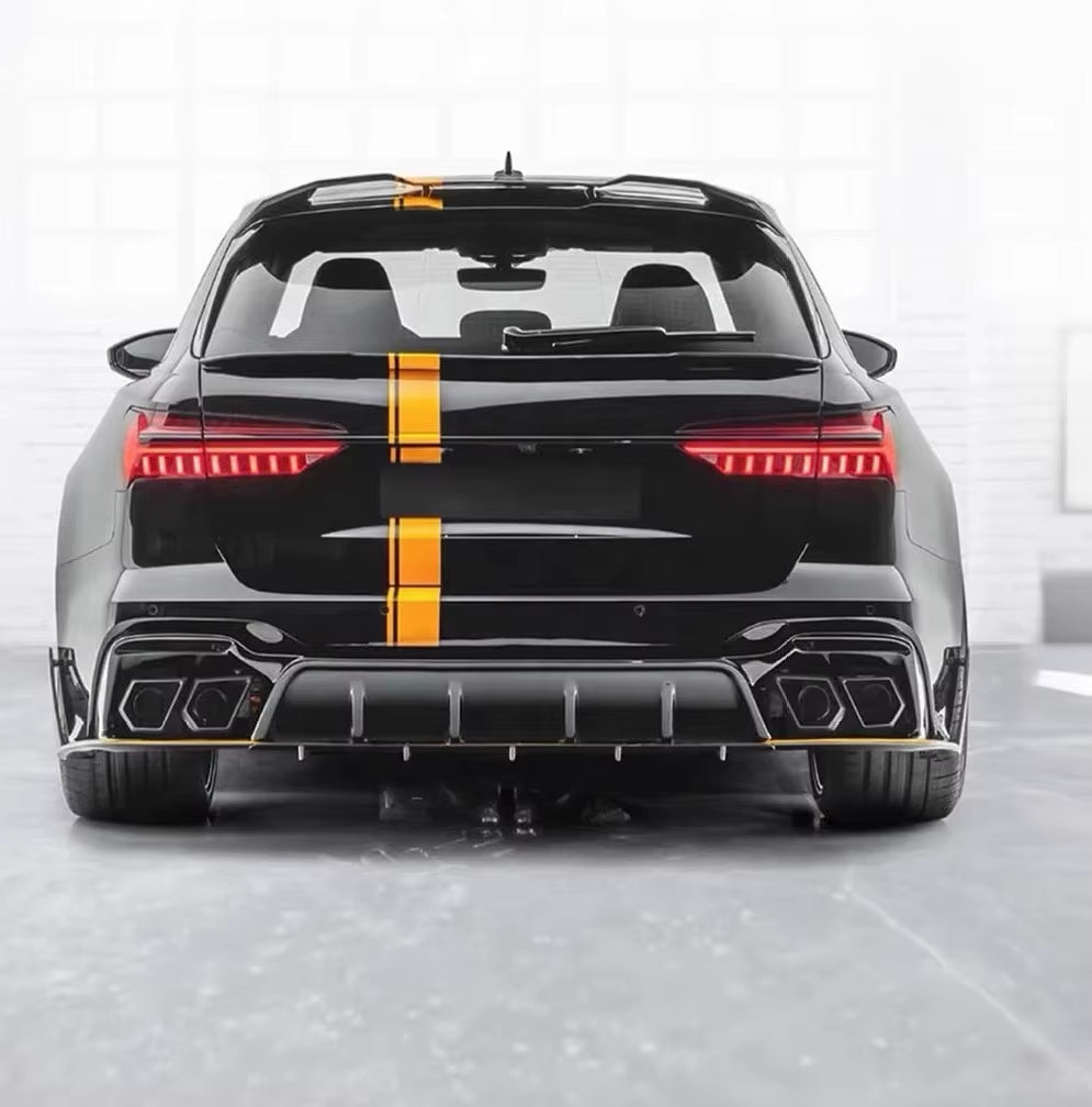 For Audi RS6 C8 Upgrade MS Dry Carbon Fiber Front and Rear Bumpers Side Skirts Rear Diffuser Spoiler Hood Wide Body Kit