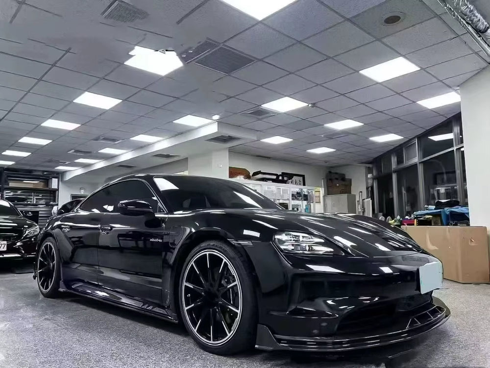 PK Style Carbon Fiber Body Kit for Porsche Taycan Carbon Fiber Front Lip Skirt Rear Diffuser Spoiler Body Kit
