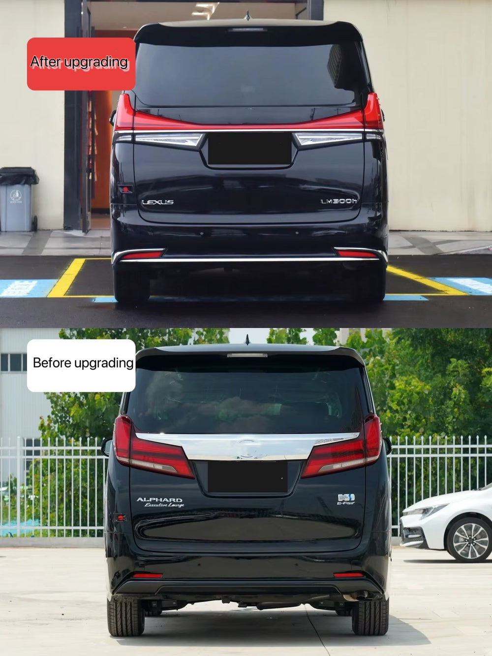 Auto Parts for Toyota Alphard Vellfire 2015 2016 2017 2018 Upgrade to Lexus LM Style Front and Rear Bumper Diffuser Headlights