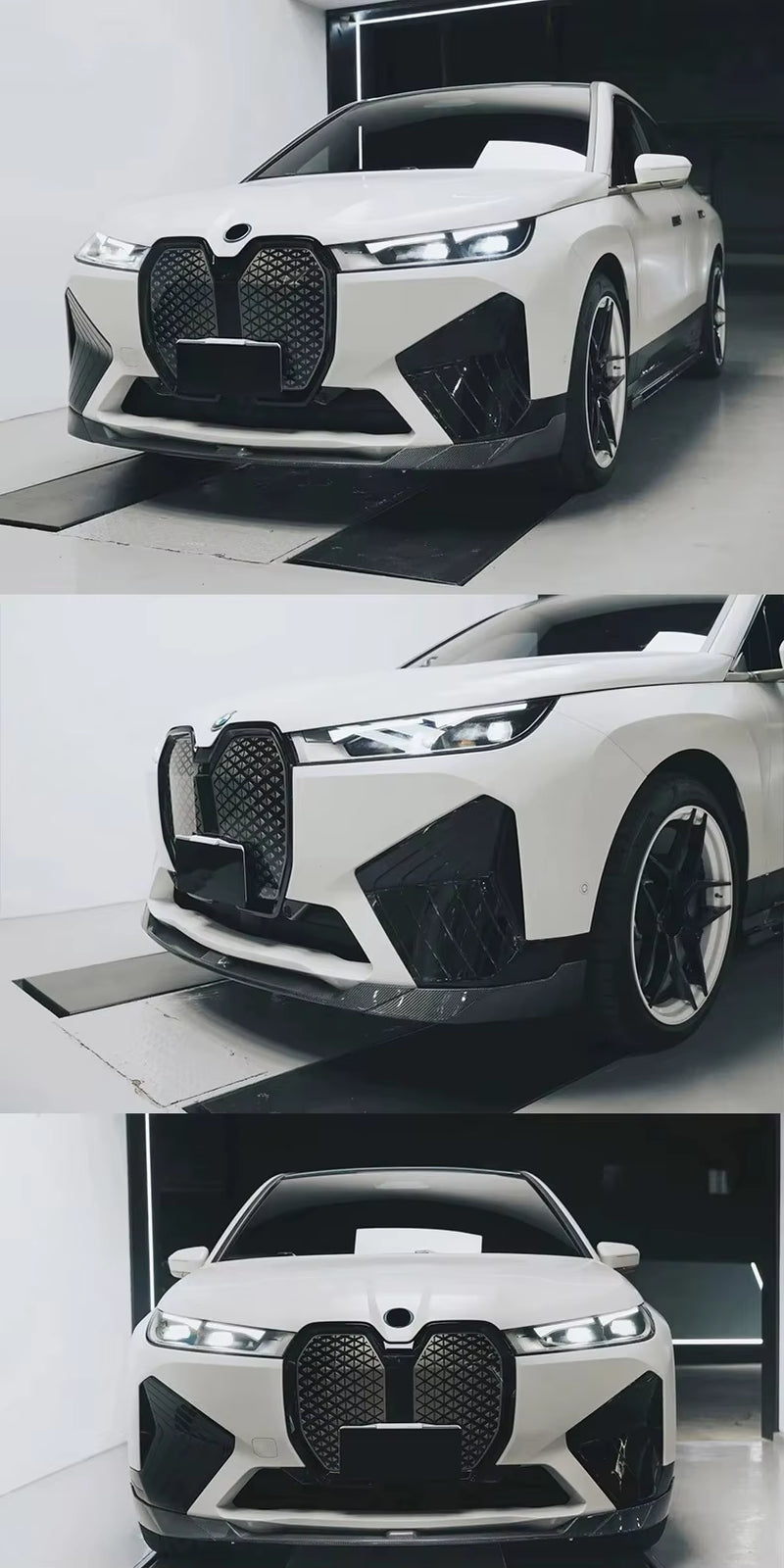 BMW IX FD Style Carbon Fiber Body Kit: Front Lip, Rear Diffuser, Top Wing, and Side Skirts
