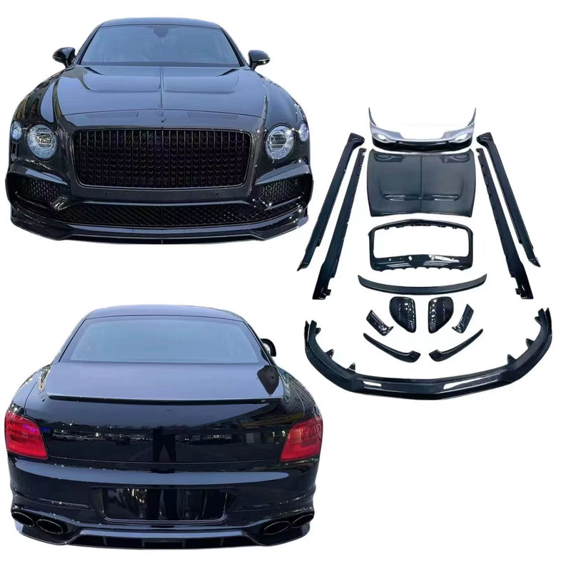 Upgrade MSY Style Dry Carbon Fiber Body Kit for Bentley Flying Spur Front and Rear Bumper Side Skirts Diffuser Spoiler