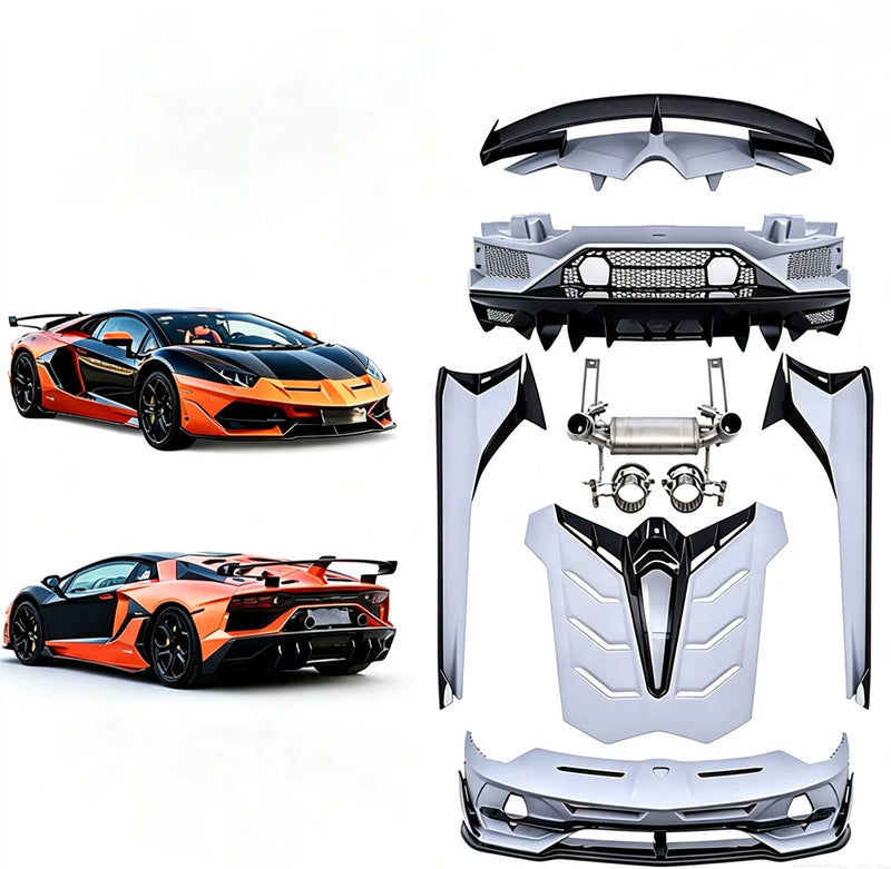 For Lamborghini Aventador LP700 LP720 Upgrade SVJ Style Half Carbon Fiber Car Accessories Front Rear Bumper Side Skirts Spoiler