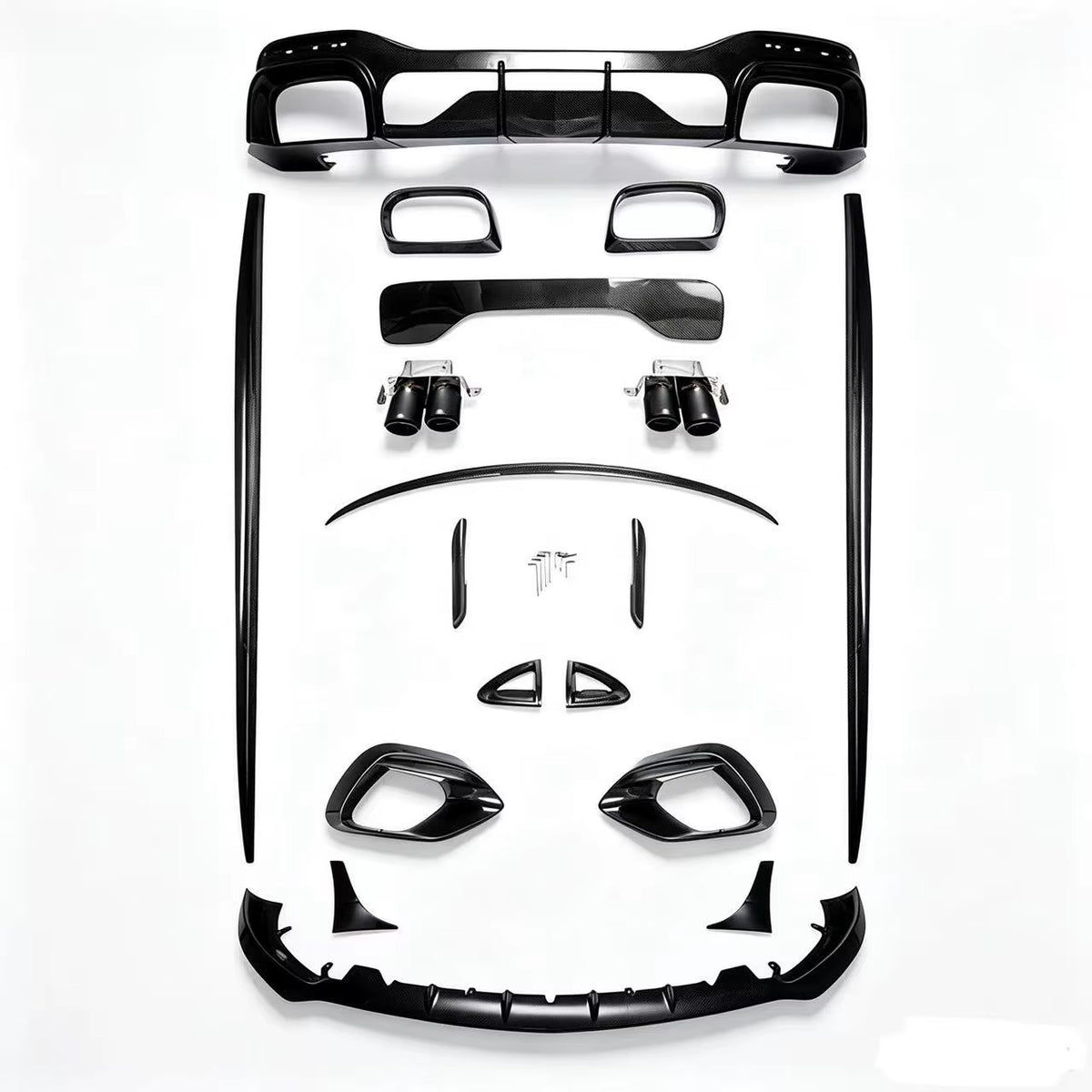 Dry Carbon Fiber Auto Parts for Mercedes Benz SL63 Upgrade to B Style Front Lip Side Skirt Rear Diffuser Spoiler Body Kit