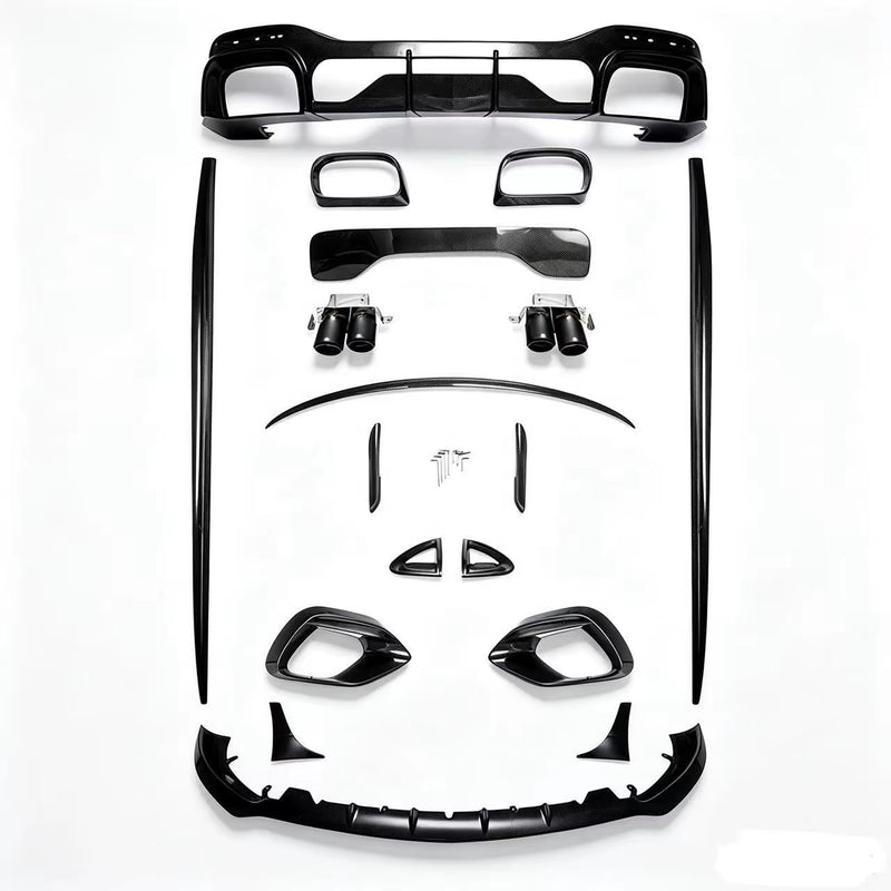 Dry Carbon Fiber Auto Parts for Mercedes Benz SL63 Upgrade to B Style Front Lip Side Skirt Rear Diffuser Spoiler Body Kit