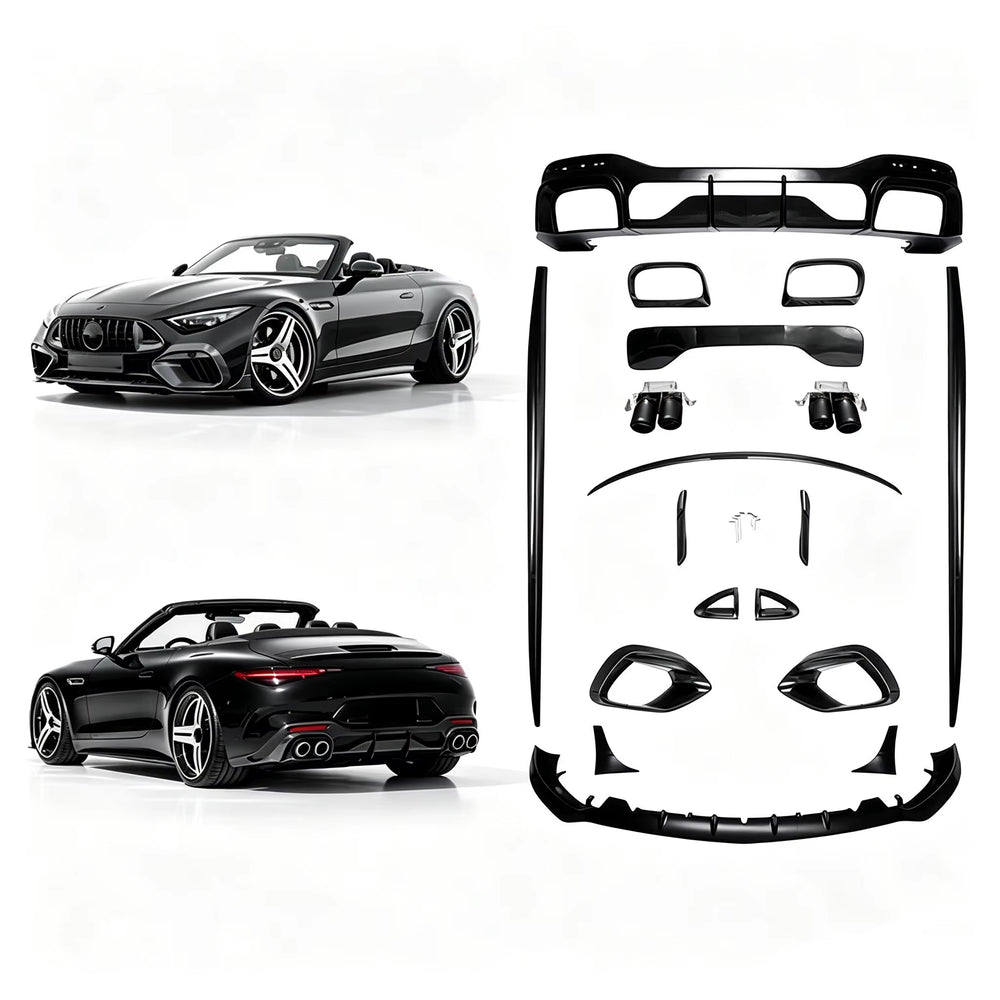 B Style Dry Carbon Fiber Body Kit for Mercedes Benz SL63 Auto Parts Front Lip Rear Diffuser Side Skirts
