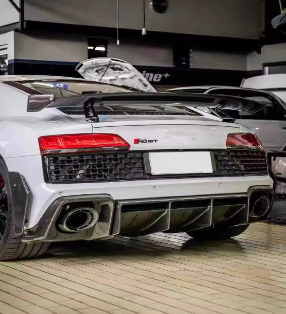 For Audi R8 P-Style Carbon Fiber Front Lip Side Skirts Rear Lip Spoiler Wind Knife Exterior Body Kit