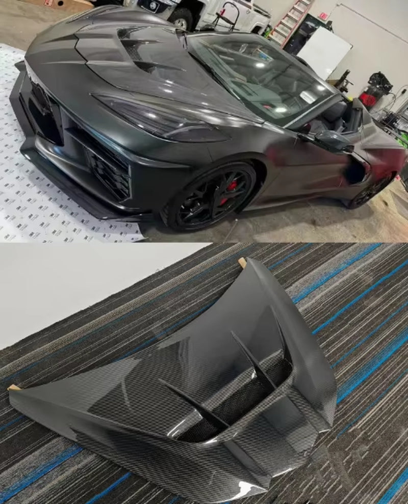 ZR1 Style Carbon Fiber Hood for Chevrolet Corvette C8 Engine Cover Front Hood Bonnet Trunk Lid for C8
