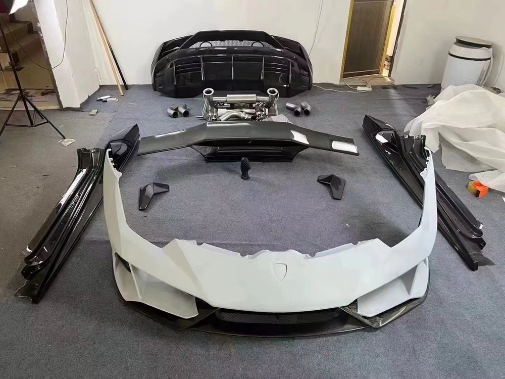 For Lamborghini Huracan Lp610 Lp580 Upgrade Evo Style Carbon Fiber Front and Rear Bumper Diffuser Spoiler Body Kit