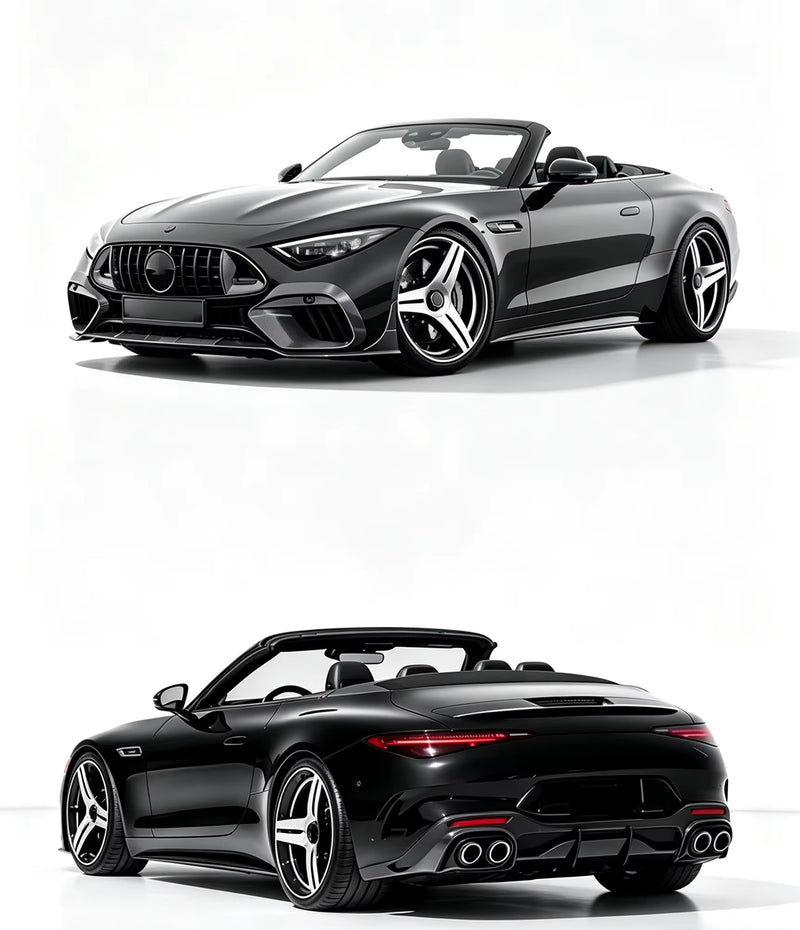 B Style Dry Carbon Fiber Body Kit for Mercedes Benz SL63 Auto Parts Front Lip Rear Diffuser Side Skirts
