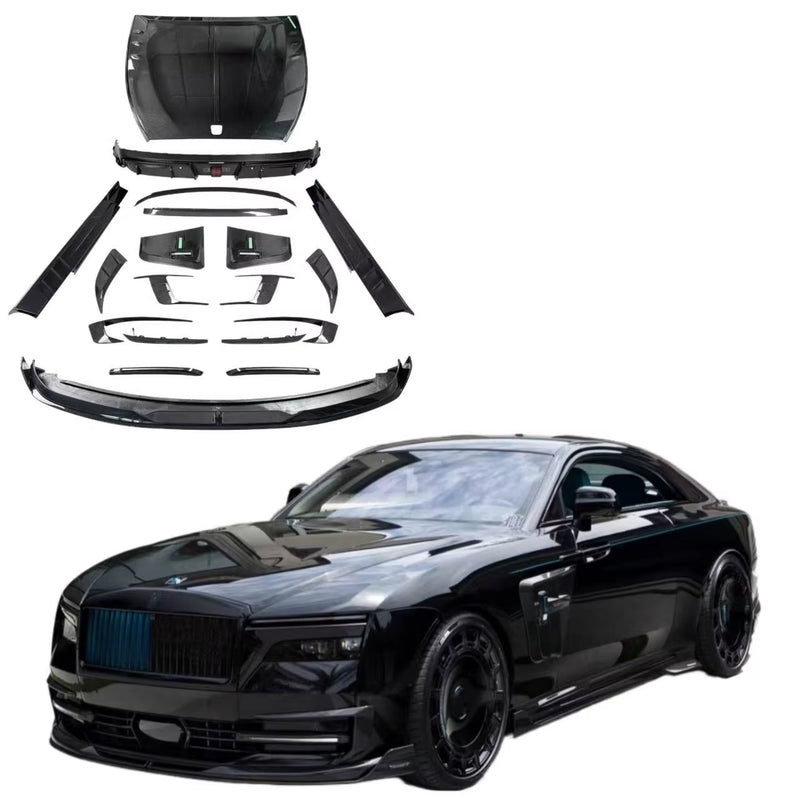 For Rolls-Royce Spectre Upgrade MSY Dry Carbon Fiber Front Lip Skirt Rear Diffuser Spoiler Hood Body Kit