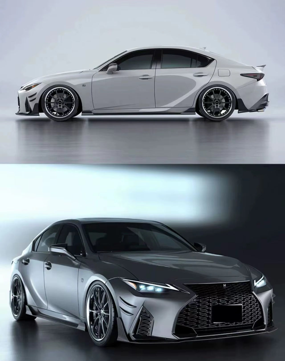 AT Style for Lexus Is Carbon Fiber Body Kit Front Lip Rear Diffuser Spoiler