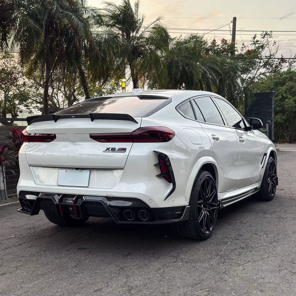 High-Quality Dry Carbon Fiber Body Kit for BMW X6M F96 Lu-Style Dry Carbon Fiber Front Lip Side Skirt Rear Diffuser Spoiler Hood