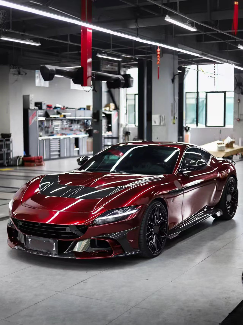 Dry Carbon Fiber MSY Style Body Kit for Roma Front Rear Bumper Lip Side Skirts Hood Upgrade Aero Kit Parts