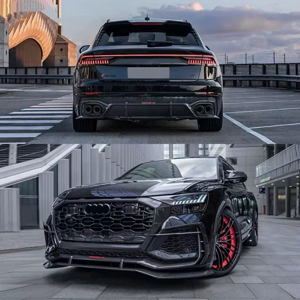 Upgrade at Style Carbon Fiber Body Kit for Audi RSQ8 Front Lip Skirt Rear Diffuser Spoiler Wide-Body