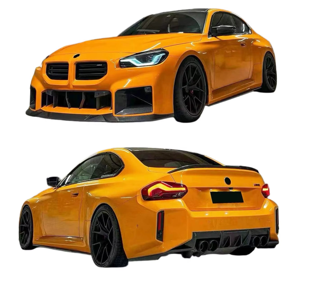 For BMW M2 G87 Upgrade R44 Style Dry Carbon Fiber Front Lip Rear Lip Side Skirt Rear Wrap Angle Rear Spoiler Body Kit