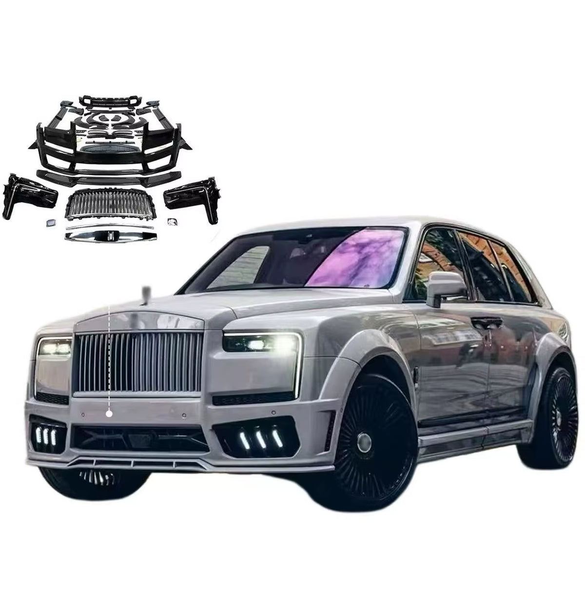 For Rolls-Royce Cullinan 2019-2025 Upgrade 1016 Style Dry Carbon Fiber Front Bumper Wheel Arch Rear Lip Spoiler Headlights