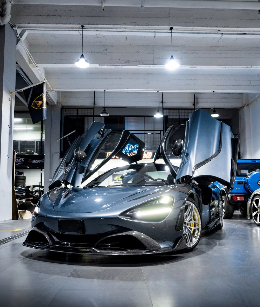 Carbon Fiber Black Sails Body Kit Is Suitable for Mclaren 720S Front Lip Skirt Spoiler Diffuser Fender.