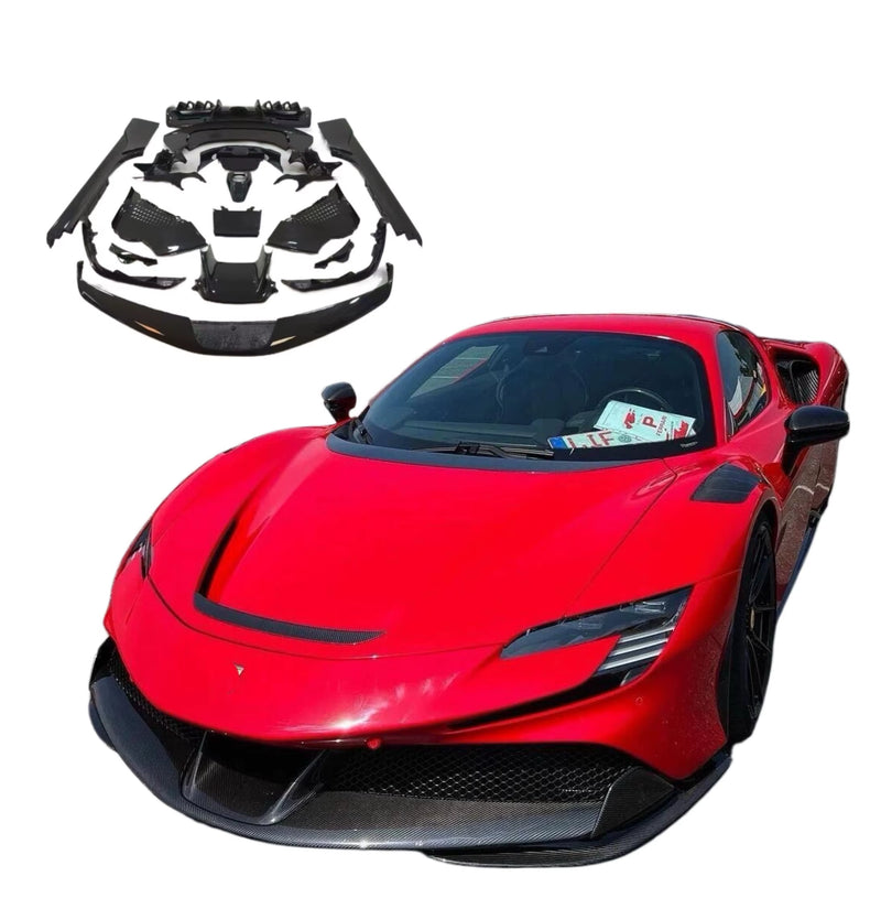 Dry Carbon Fiber OEM Style for Ferrari SF90 Front Lip Skirt Rear Diffuser Spoiler Body Kit Car Parts