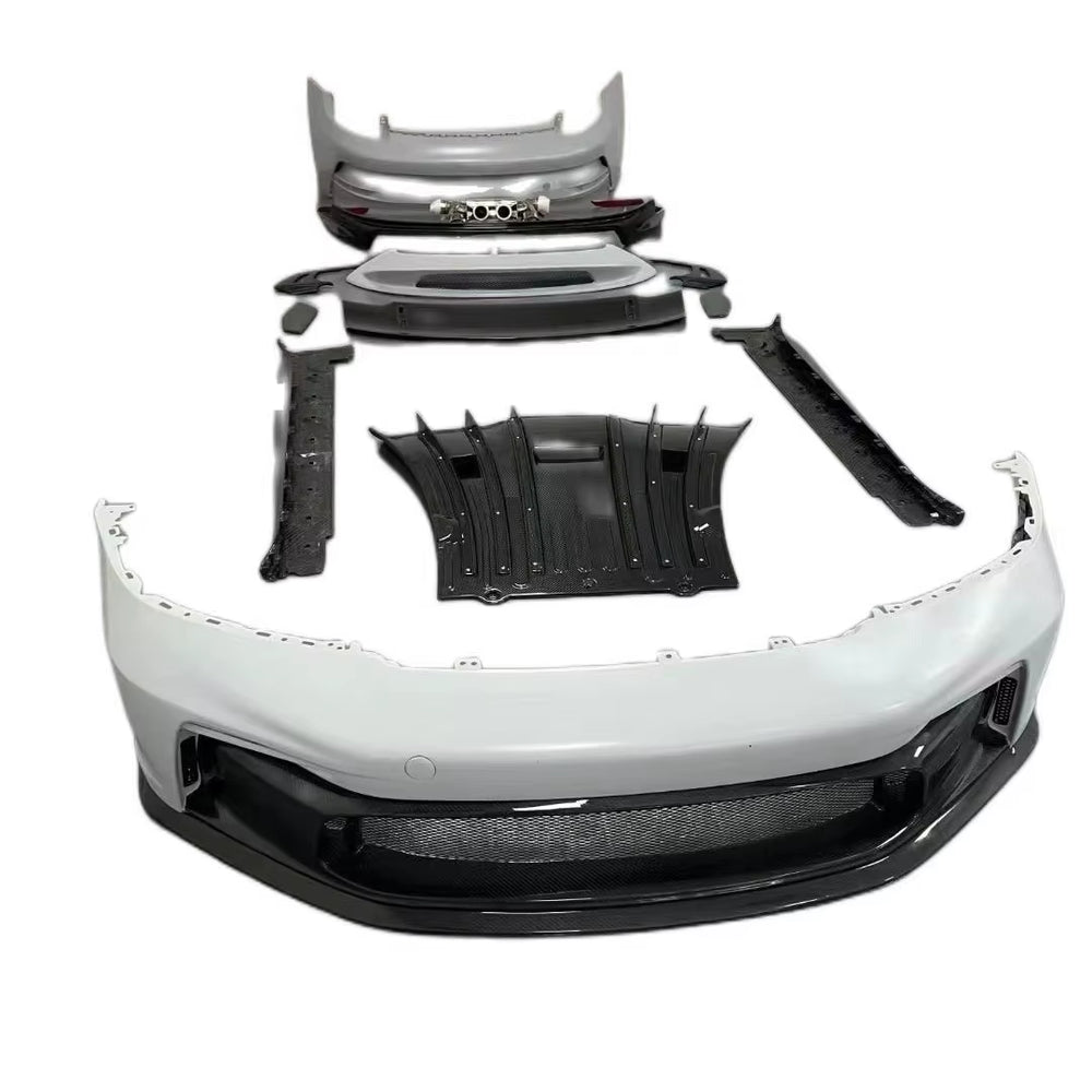 Half Carbon Fiber Gt3 Style Car Bumper Engine Hood Rear Tail Spoiler Body Kit for Porsche 911 992 Bodykit