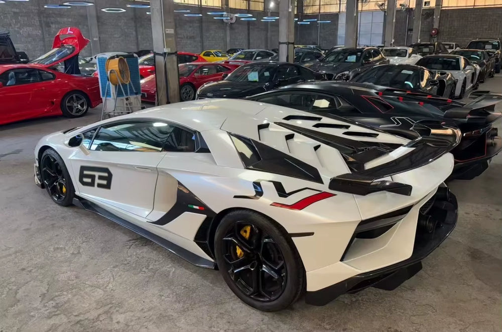 For Lamborghini Aventador LP700 LP720 Upgrade SVJ Style Half Carbon Fiber Car Accessories Front Rear Bumper Side Skirts Spoiler