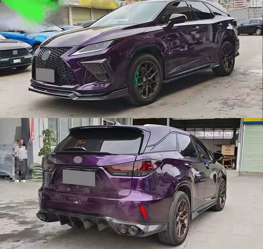 AT Style Carbon Fiber Body Kit for Lexus RX350L 40HL 2018-2021 Carbon Fiber Front Lip Skirt Rear Diffuser Spoiler Wide Body Kit